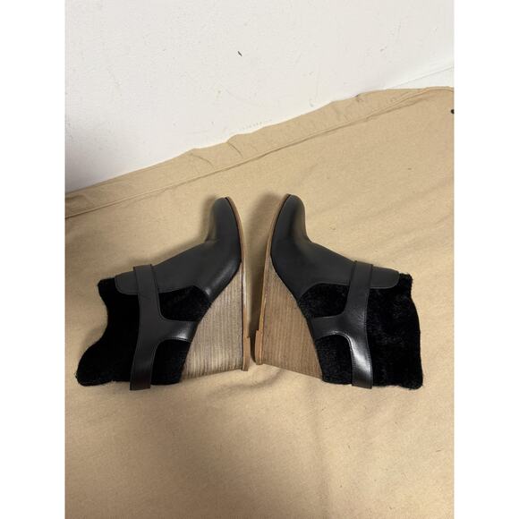 MM6 Margiela Boots Womens Size 40 Black Wedge Fur Ankle Made In Italy - Picture 8 of 13